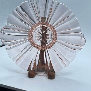 Vintage Anchor Hocking“ Old Cafe” depression glass dish in pink.